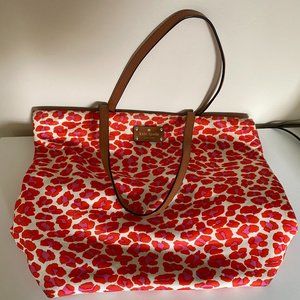 KATE SPADE INTO THE WILD Pink & Orange Bon Shopper LG Tote Bag